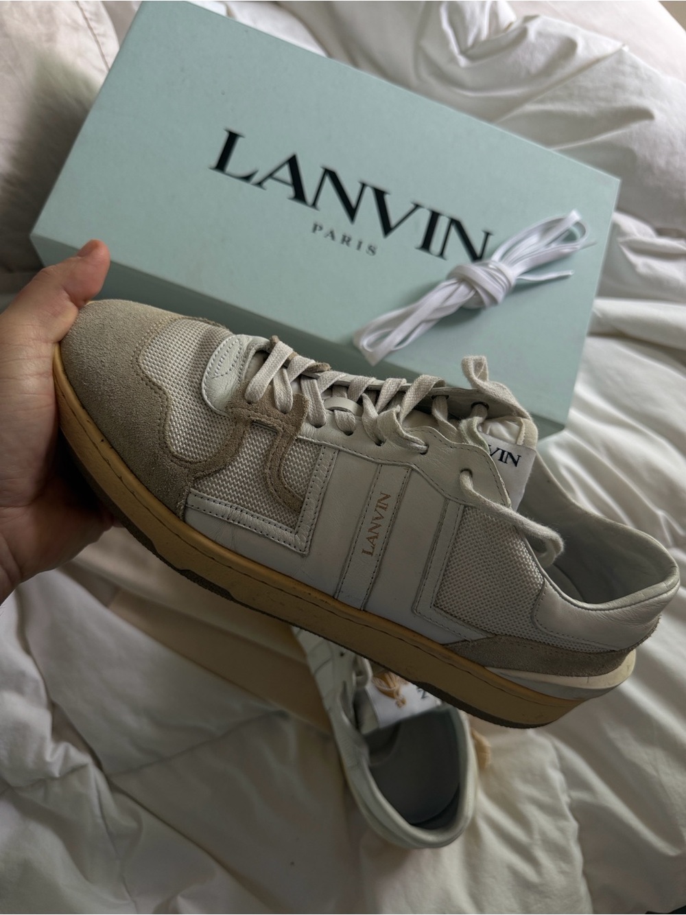Lanvin Cream & White Low-Top Sneaker
